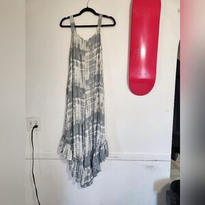 Gray and White Tie-Dye Jumpsuit